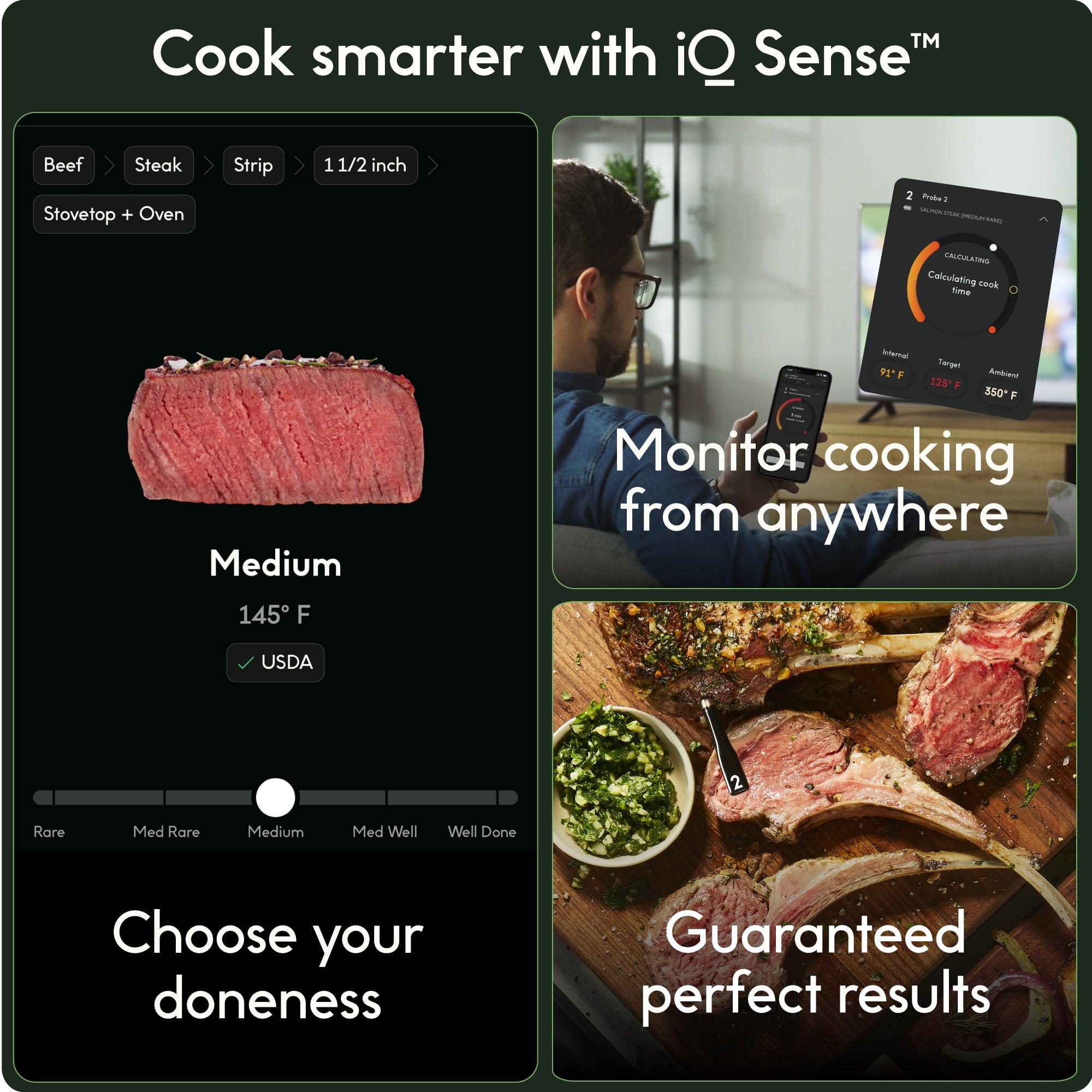 Open Box CHEF iQ Sense Smart Wireless Ultra-Thin Meat Thermometer, Unlimited Range, Bluetooth & Wifi, - 2 Probe Set with Smart Hub