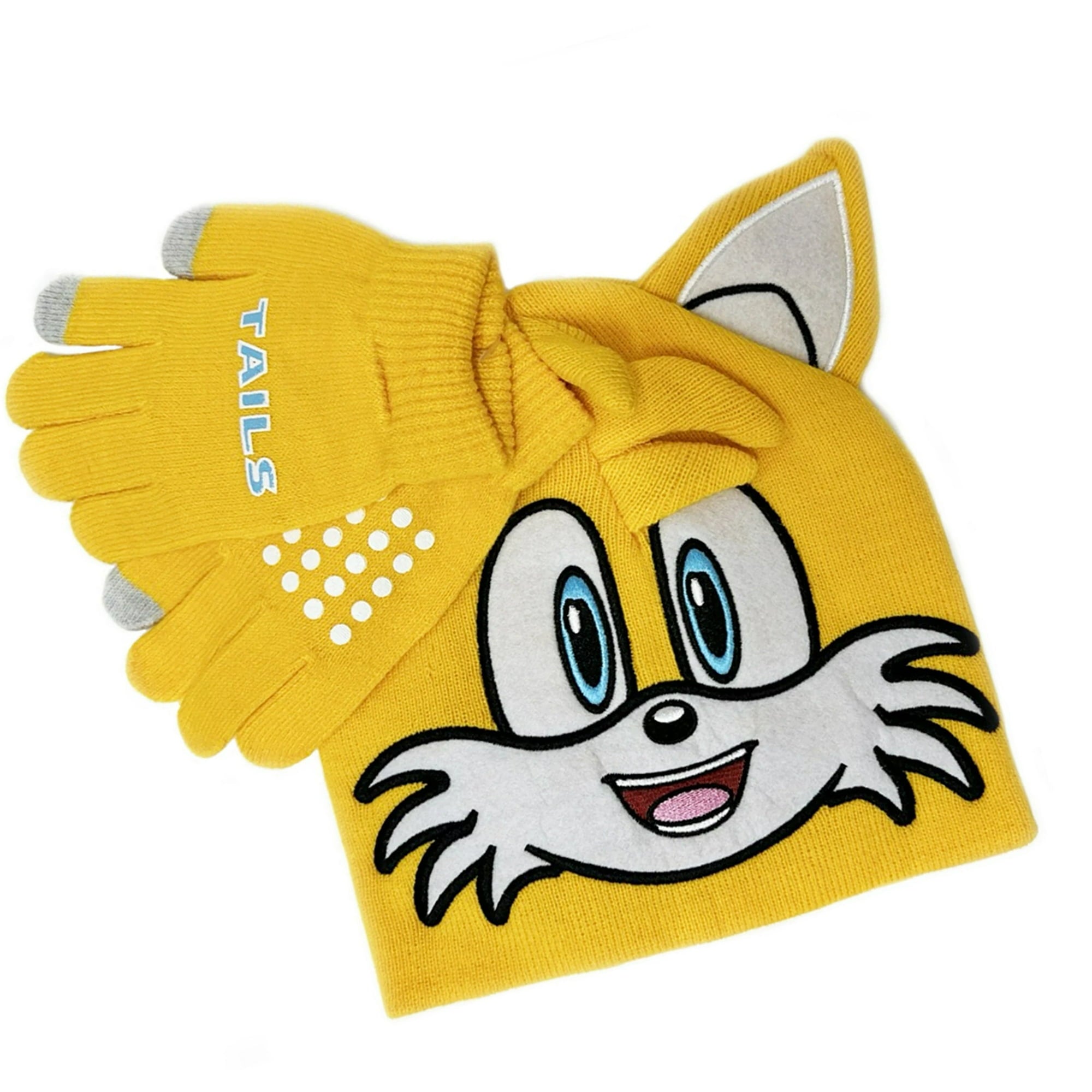Sonic The Hedgehog Tails 2 Piece Set, Includes Beanie Hat & Texting Glove Set, Perfect For Ages 4 & Up