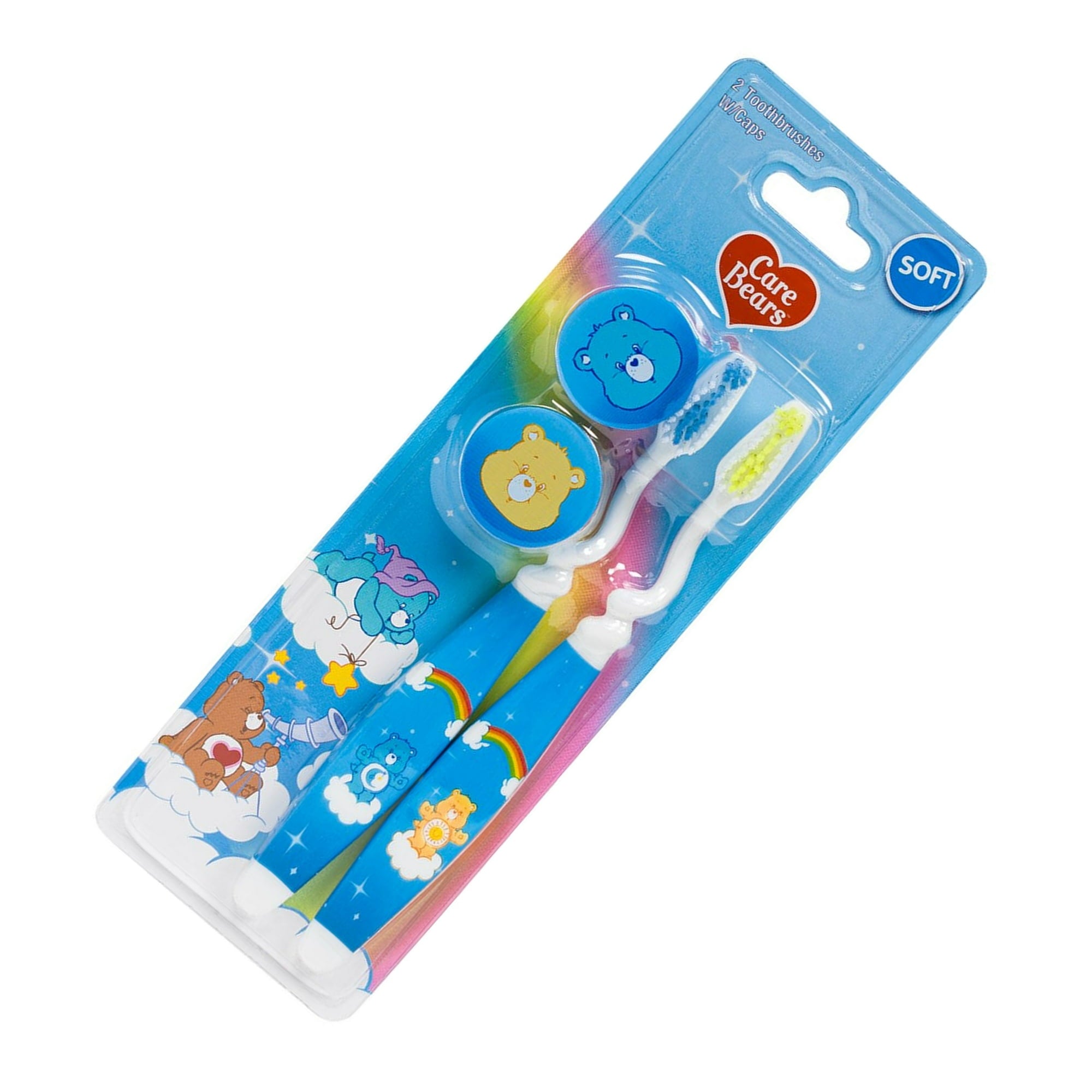CloudCo Blue Care Bear 2 Pack Kids Toothbrushes (Soft)