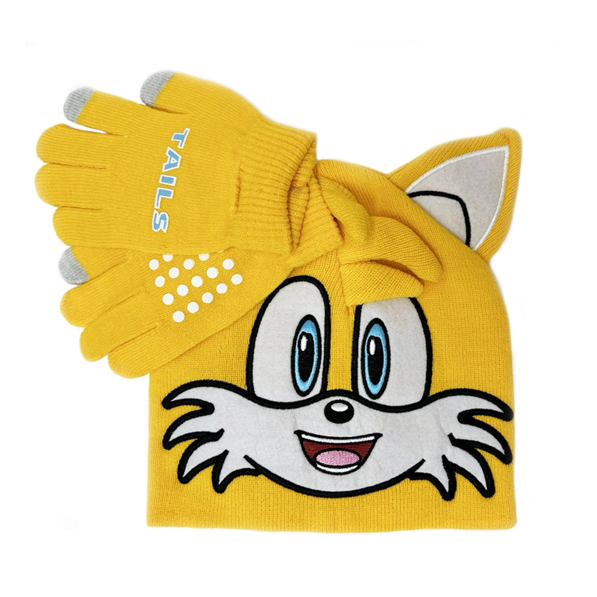 Sonic The Hedgehog Tails 2 Piece Set, Includes Beanie Hat & Texting Glove Set, Perfect For Ages 4 & Up