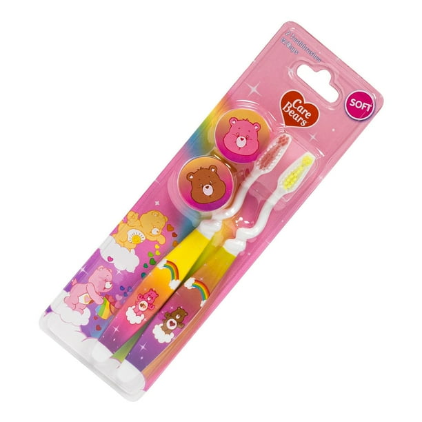 CloudCo Pink Care Bear 2 Pack Kids Toothbrushes (Soft)