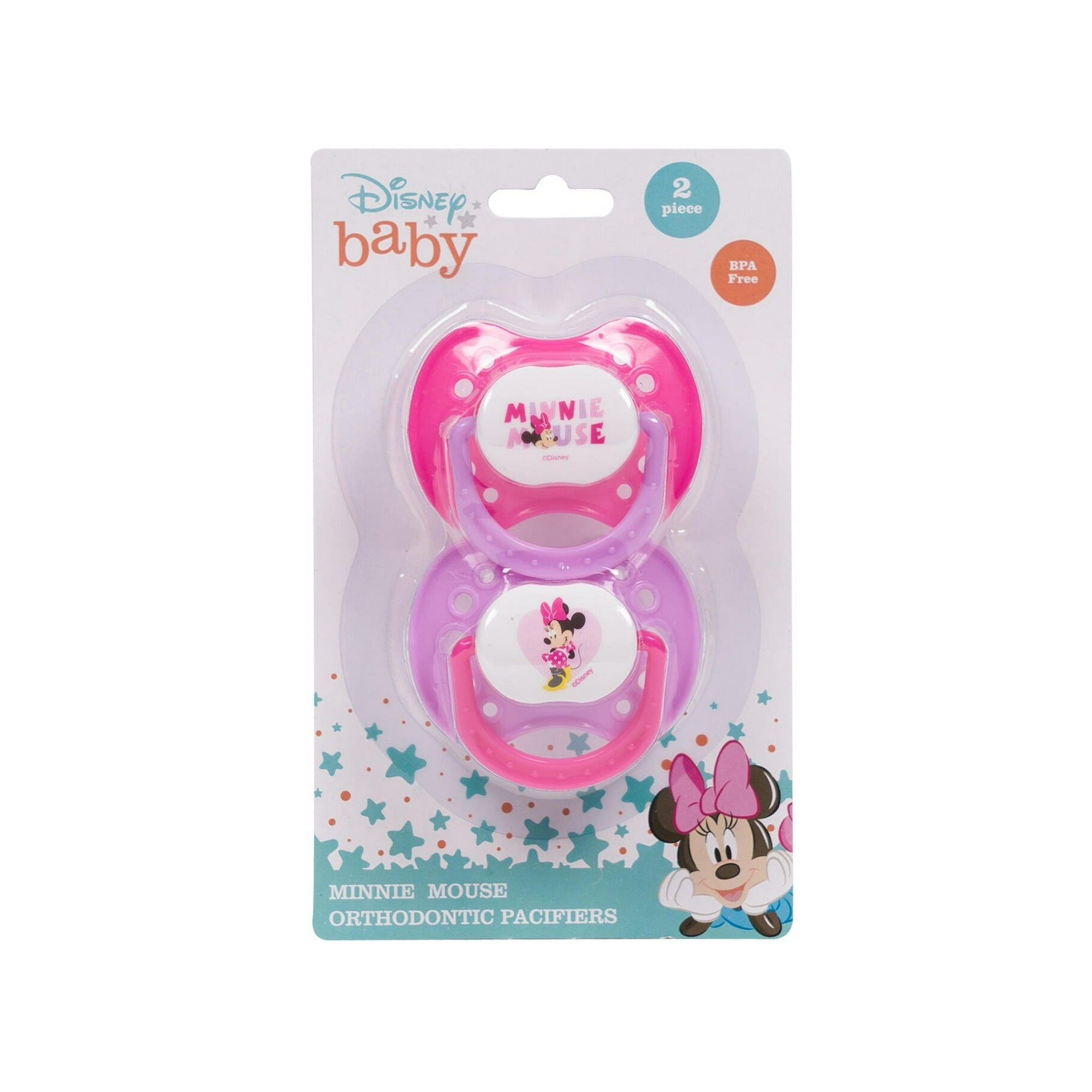 Disney Baby Minnie Mouse 2 Piece Pink & Purple Orthodontic Pacifiers infant