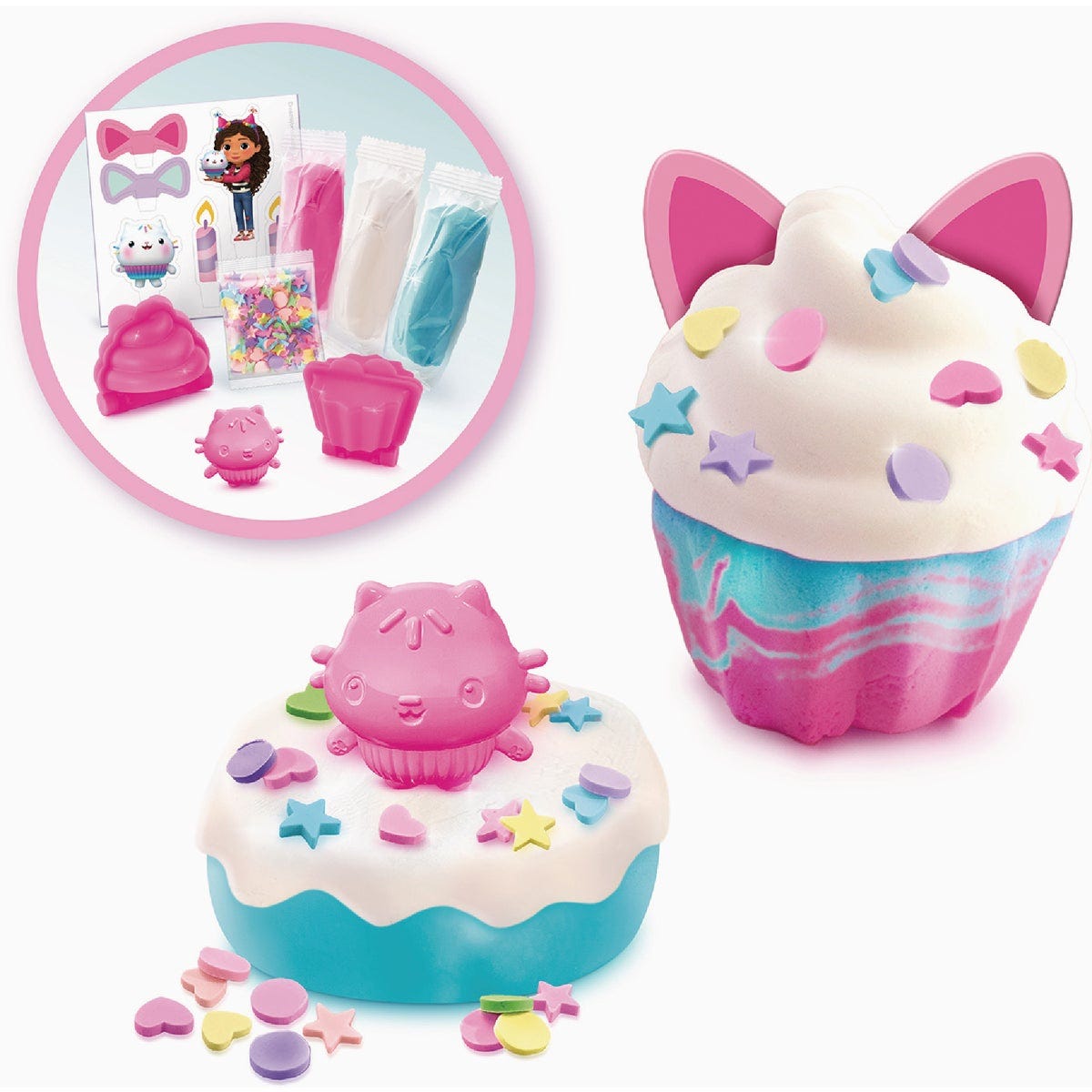 Gabby's Dollhouse Mini Cat Box Sensory Kit Cakey Cat Clay Cupcakes