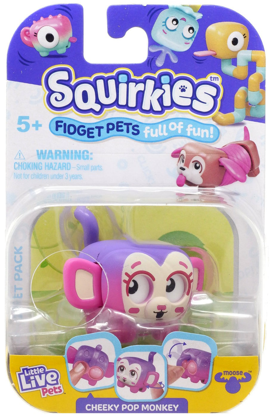 Little Live Pets, Squirkies, Interactive Fidget Toys - Cheeky Pop Monkey (Color May Vary)