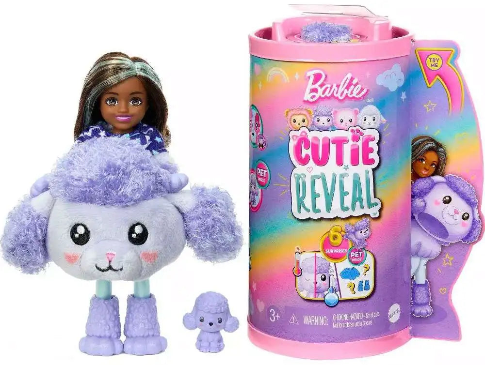 Cutie Reveal Barbie Fashion Doll, Cozy Cute Tee Series, Inlcudes Doll & Pet With Surprises, For Ages 3 And Up