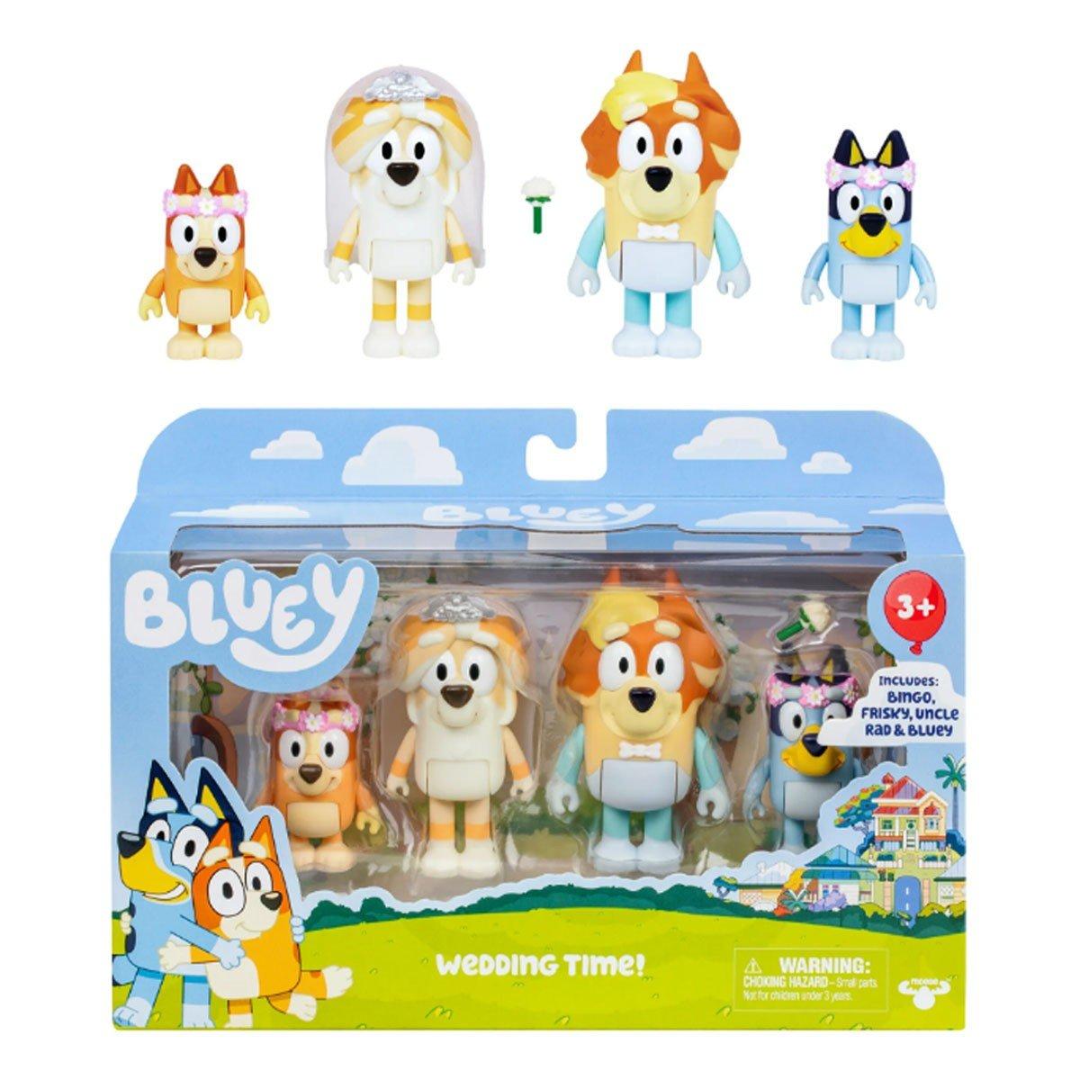 Bluey 4-Pack Wedding Time Figures, Includes Uncle Rad, Frisky, Bluey and Bingo, Ages 3+, Toddler Toys