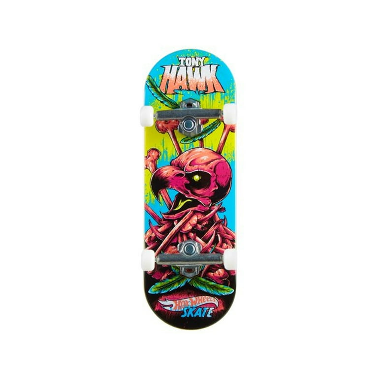 Hot Wheels Skate Neon Draggin' Bones Tony Hawk Fingerboard and Removable Skate Shoes