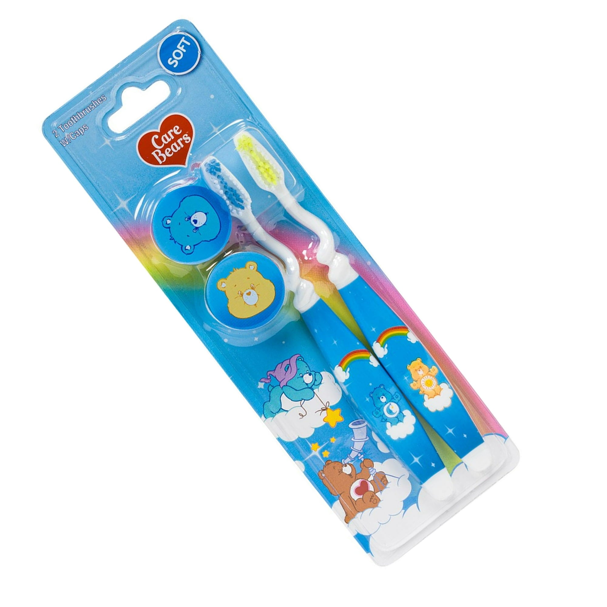 CloudCo Blue Care Bear 2 Pack Kids Toothbrushes (Soft)