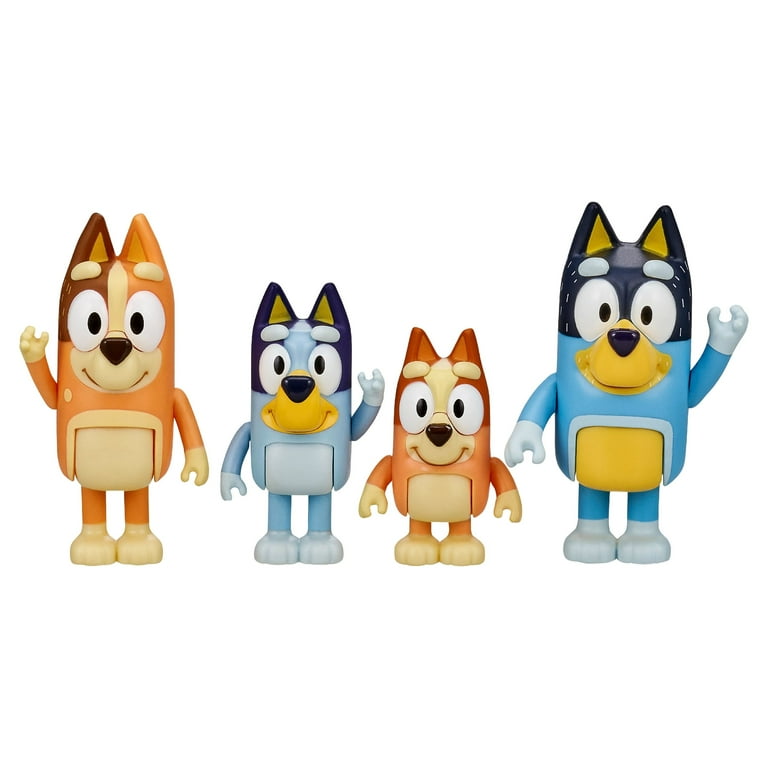 Bluey Family Figure 4-Pack, 2.5 inch Figures, Mum Dad Bingo Bluey, Ages 3+, Toddler Toys