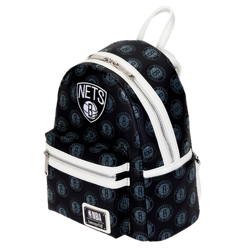 Loungefly: NBA Brooklyn Nets Logo Mini Backpack – Stylish, Compact Design with Iconic Team Branding