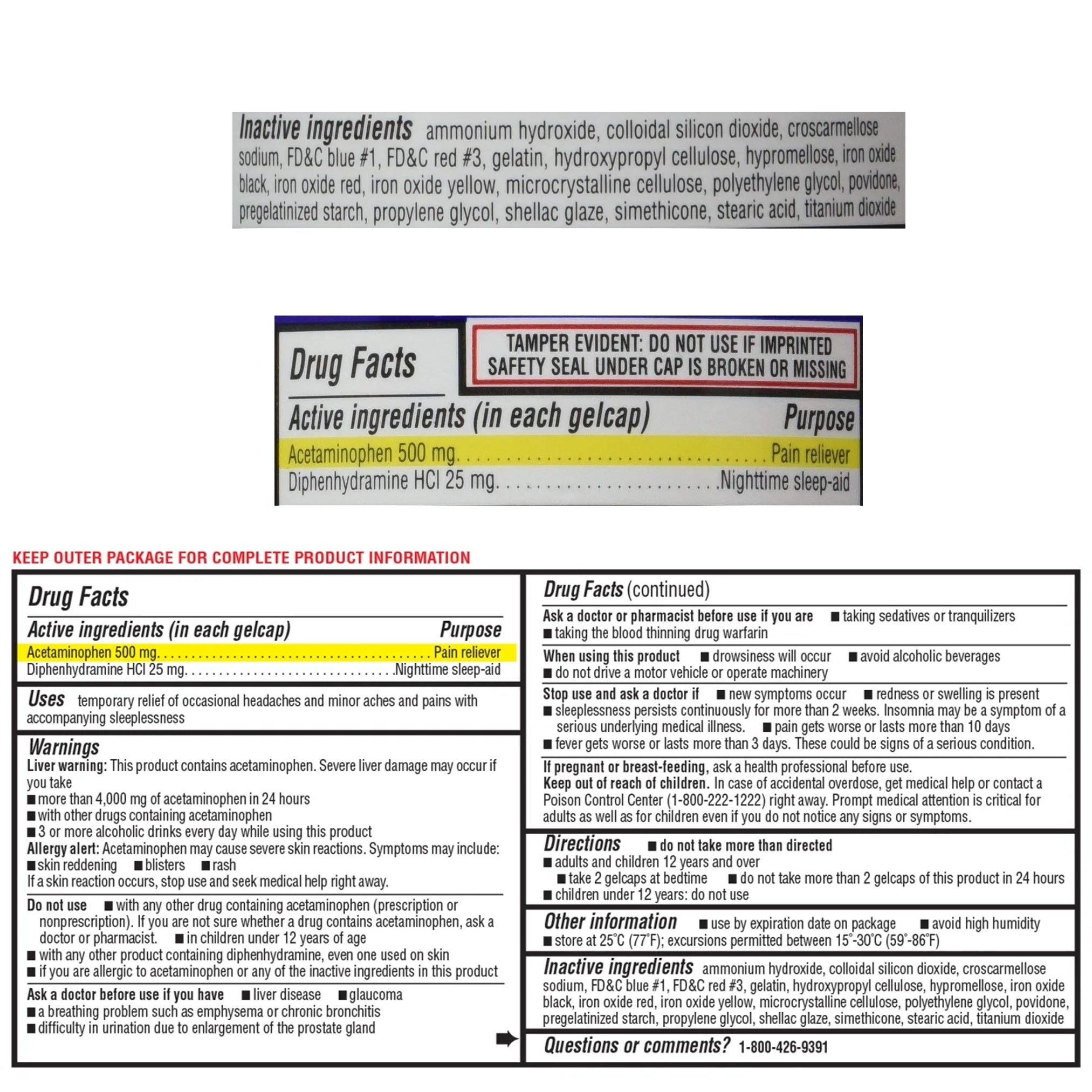 Kirkland Signature Acetaminophen PM, 500 mg, 375 Capsules