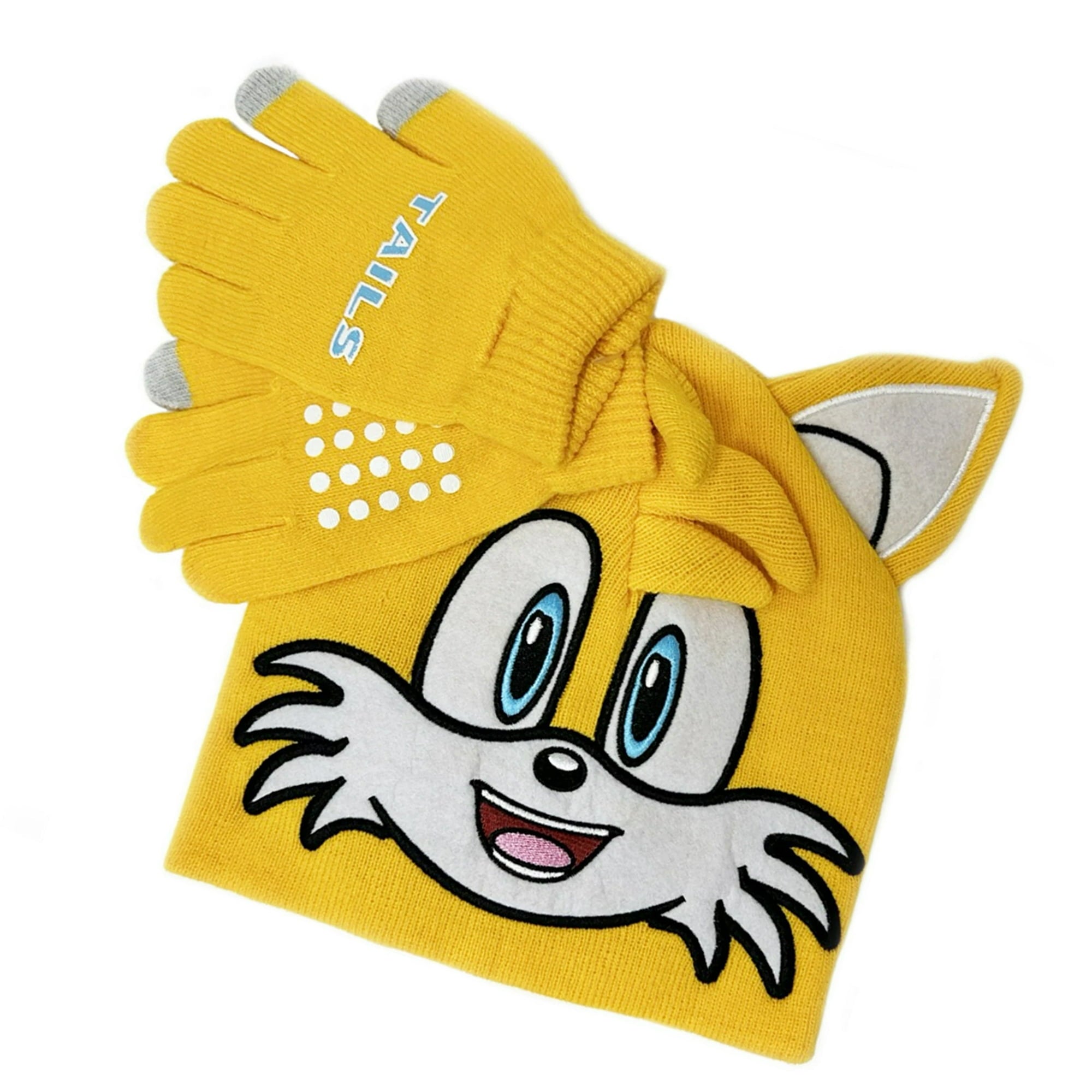 Sonic The Hedgehog Tails 2 Piece Set, Includes Beanie Hat & Texting Glove Set, Perfect For Ages 4 & Up