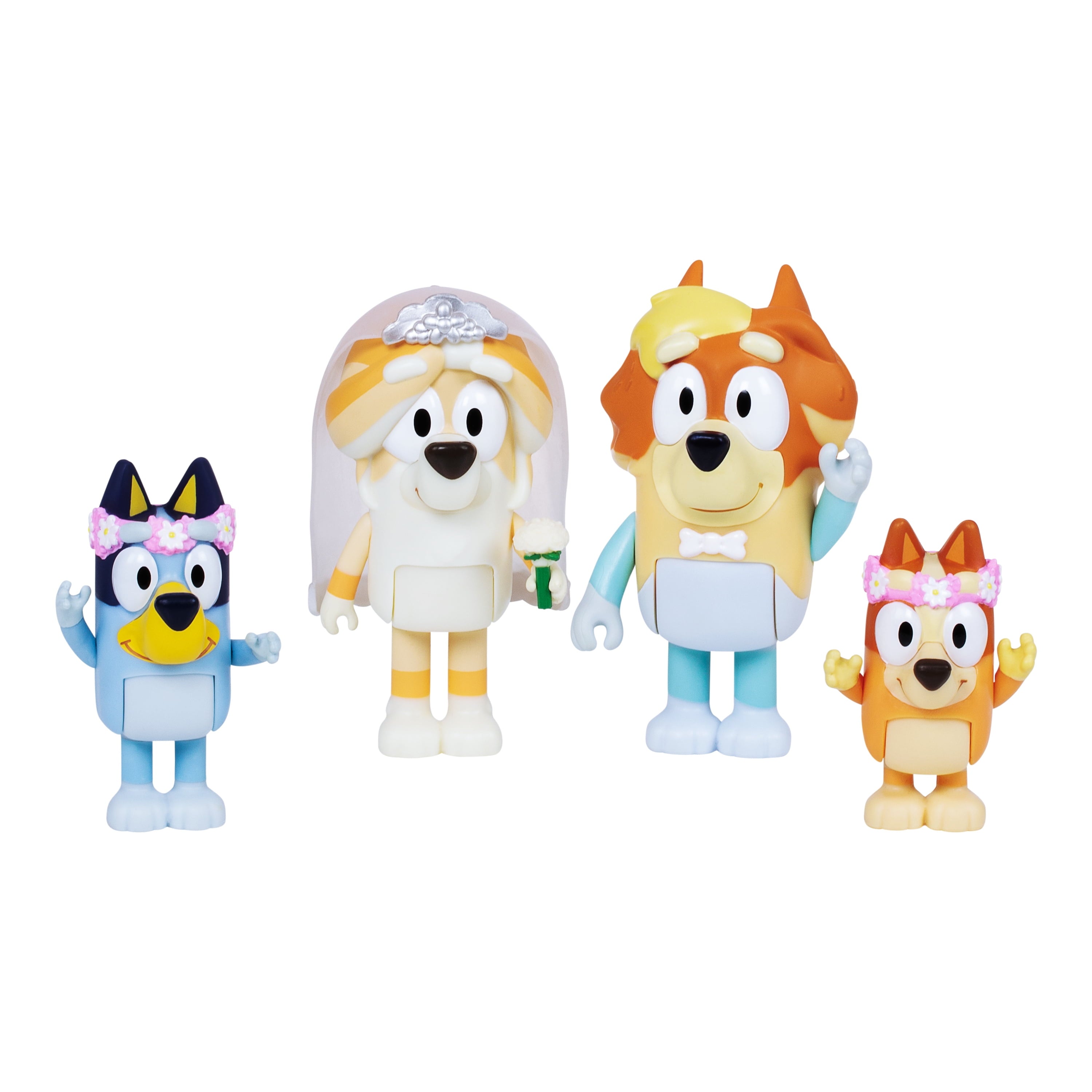 Bluey 4-Pack Wedding Time Figures, Includes Uncle Rad, Frisky, Bluey and Bingo, Ages 3+, Toddler Toys
